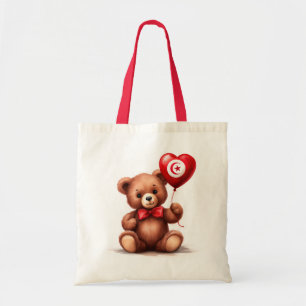 Bolsa Tote ursinho de peluche e balão com a bandeira tunisina
