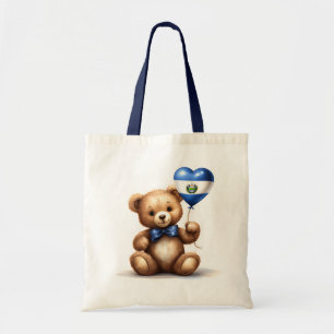 Bolsa Tote ursinho de pelúcia e balão com a bandeira de El Sa