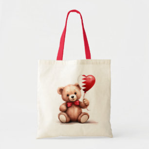 Bolsa Tote ursinho de pelúcia e balão com a bandeira do Bahre