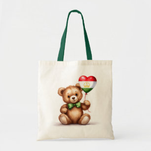 Bolsa Tote ursinho de pelúcia e balão com a bandeira do Tajiq