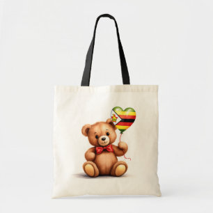 Bolsa Tote ursinho de pelúcia e balão com a bandeira do Zimba