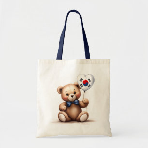 Bolsa Tote ursinho de pelúcia e balão com a bandeira sul-core