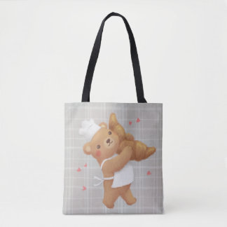 Bolsa Tote Ursinho o padeiro com o croissant