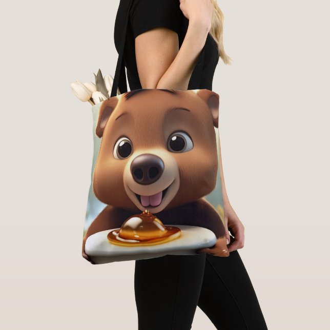 Bolsa Tote Urso amante do mel (Close Up)
