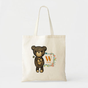Bolsa Tote Urso bonito, flor amarela & costume floral da