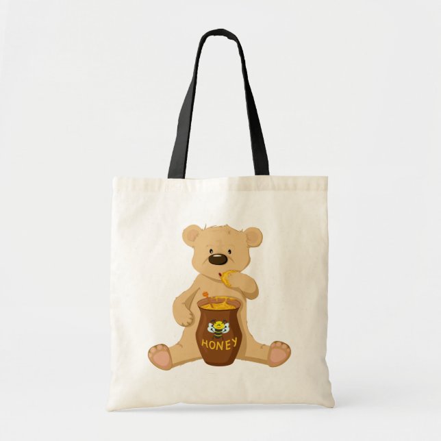 Bolsa Tote Urso bonito que come o mel (Frente)