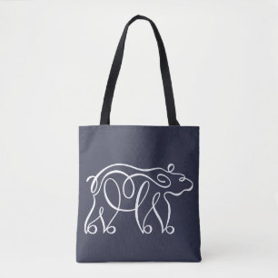 Bolsa Tote Urso Calligráfico Penwork
