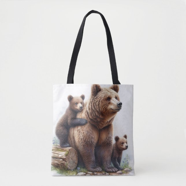 Bolsa Tote Urso Castanho com Dois Cubos (Frente)