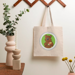 Bolsa Tote Urso Castanho Com Sorvete