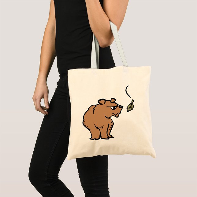 Bolsa Tote Urso Castanho com Vida Selvagem Fora de Folha de o (Criador carregado)
