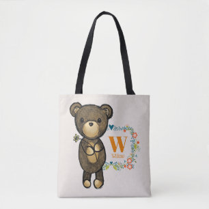 Bolsa Tote Urso-Cinto, Flor Amarelo e Frasto Floral Personali