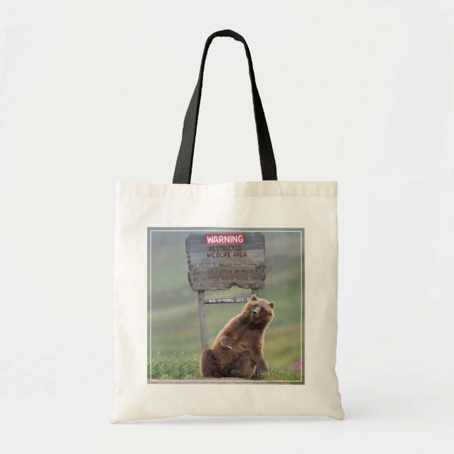 Bolsa Tote Urso Cinzento Brinca Com Placa (Frente)