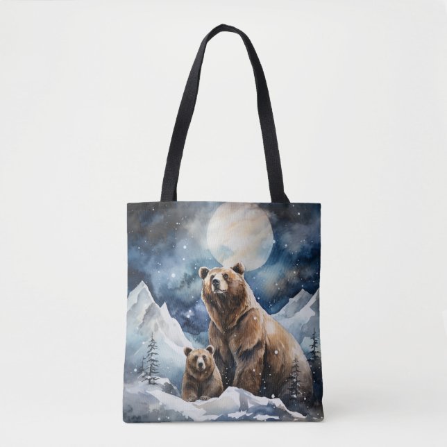 Bolsa Tote Urso Cinzento e Bebê (Frente)