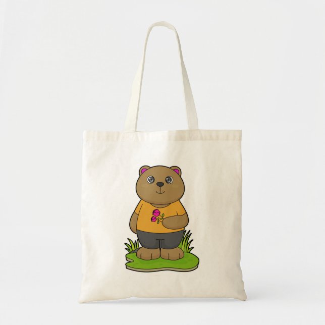 Bolsa Tote Urso com Flores (Frente)
