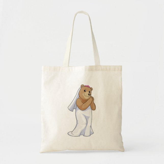 Bolsa Tote Urso como Noiva com Véu (Frente)