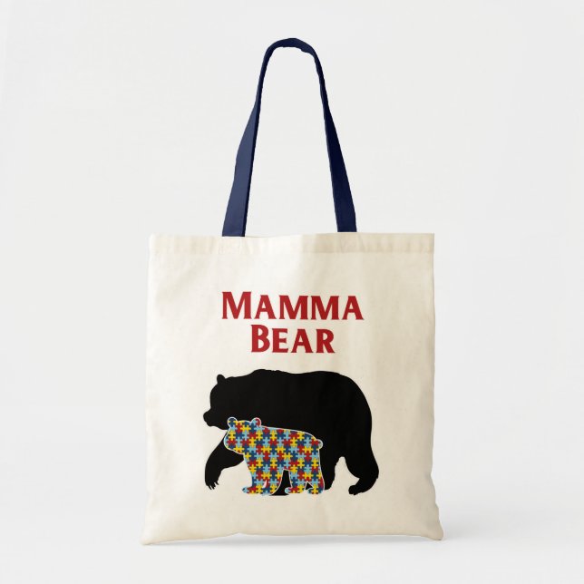 Bolsa Tote Urso das mamães, orgulho da mamã do autismo (Frente)
