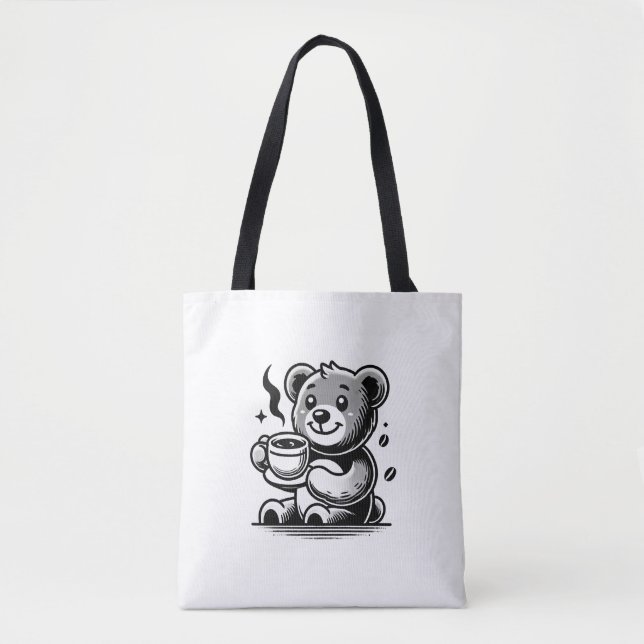 Bolsa Tote urso de café (Frente)