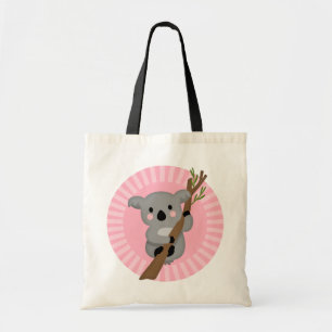 Bolsa Tote Urso de Koala bonito - menina cinzenta cor-de-rosa