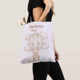 Bolsa Tote Urso de Menina Fofa Balão de Ar Monogramado