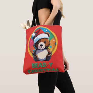 Bolsa Tote Urso de Natal Bonito Adorável Kawaii Chibi