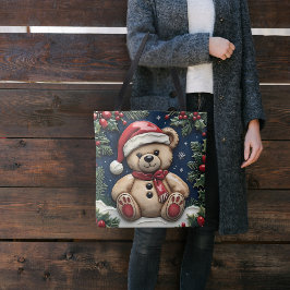 Bolsa Tote Urso de Natal com Neve