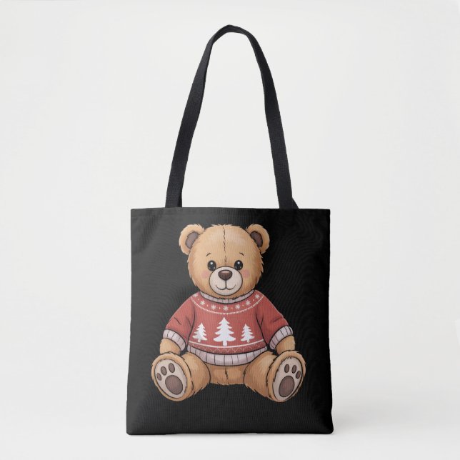 Bolsa Tote Urso de Natal Fofo Presente de Natal (Frente)