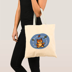 Bolsa Tote Urso de outono com Folhas Chatas