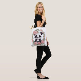 Bolsa Tote Urso de Panda Adorável com Flores