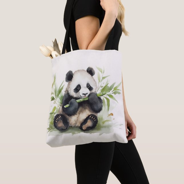 Bolsa Tote Urso De Panda Com Bambu (Close Up)