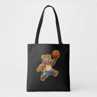 Bolsa Tote Urso de pelúcia 3D fofo jogando basquete – Adoráve
