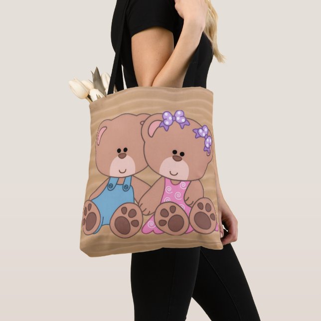Bolsa Tote Urso de pelúcia coração de amor (Close Up)