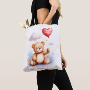 Bolsa Tote Urso de pelúcia em aquarela caprichosa Mamãe