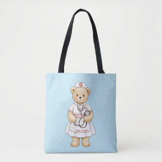 Bolsa Tote Urso de pelúcia enfermeira personalizado Nome pers