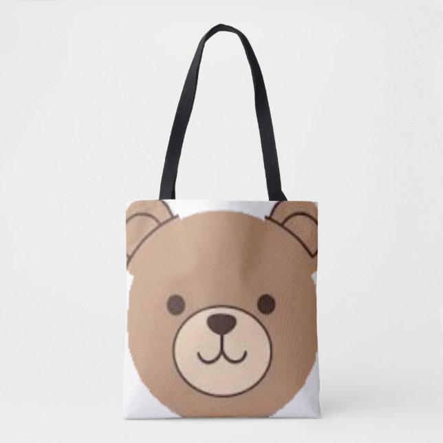 Bolsa Tote Urso de Pelúcia Marrom Fofo Personalizado (Frente)