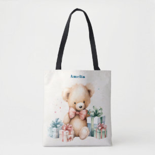 Bolsa Tote Urso de Teddy Bonito com Presentes de Natal