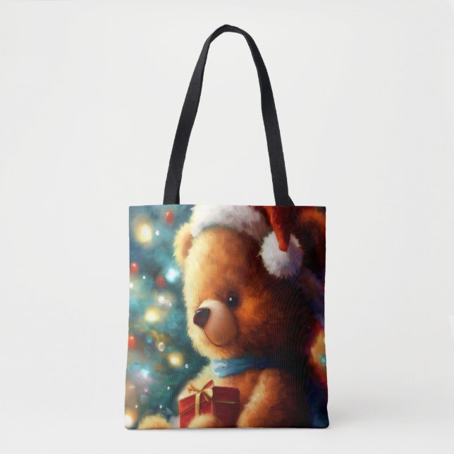 Bolsa Tote Urso de Teddy de Natal 3 (Frente)