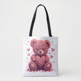 Bolsa Tote Urso de Teddy, Namorados Floral Rosa