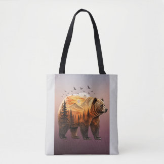 Bolsa Tote Urso Dupla Exposição Floresta