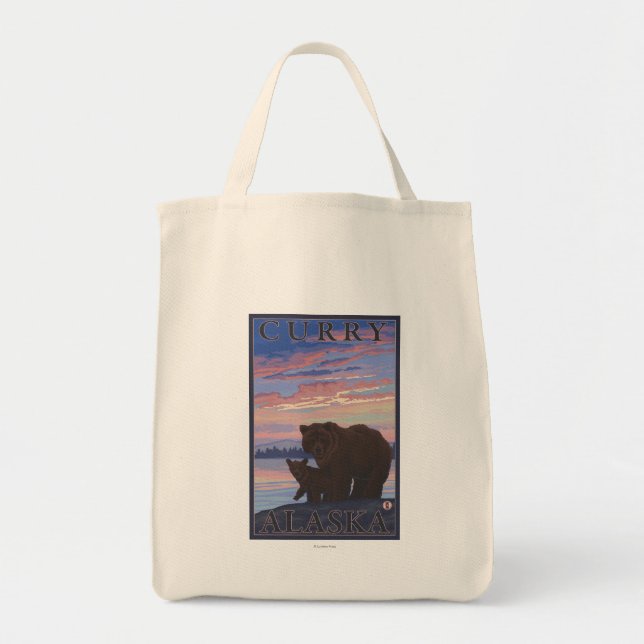 Bolsa Tote Urso e Cubo - Curry, Alasca (Frente)