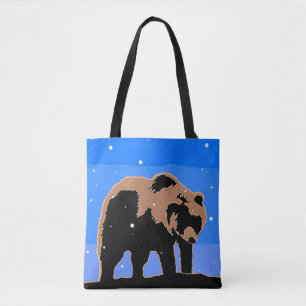 Bolsa Tote Urso Grizzly no inverno - Arte original sobre a vi