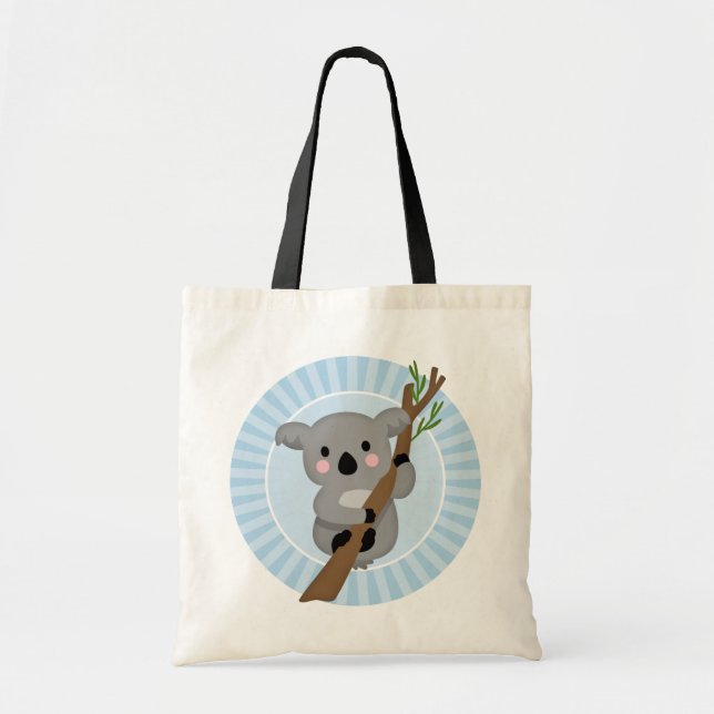 Bolsa Tote Urso Koala Cute - Cinza Azul (Frente)