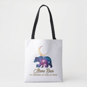 Bolsa Tote Urso Mãe Galáxia & Silhueta da Lua dos Filhotes