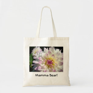 Bolsa Tote Urso Mamãe! Sacos Brancos Rosa Dahlia Flores Branc