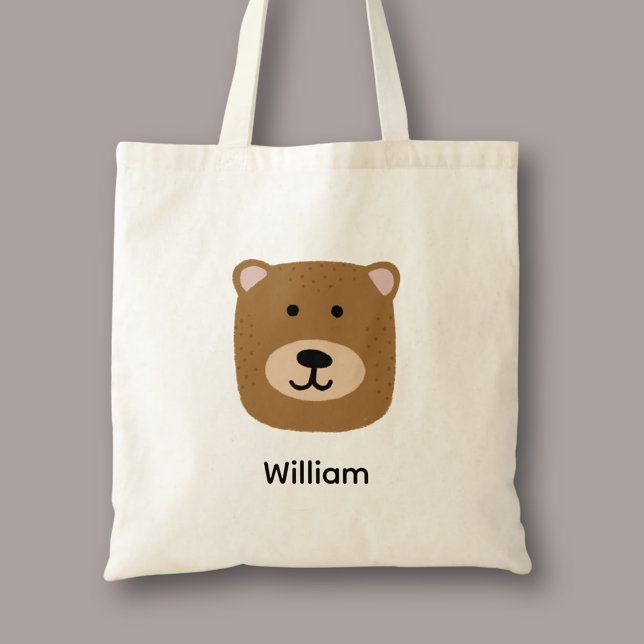 Bolsa Tote Urso marrom fofo (Cute brown bear personalized tote bag)