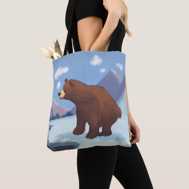 Bolsa Tote Urso marrom nas montanhas (Close Up)