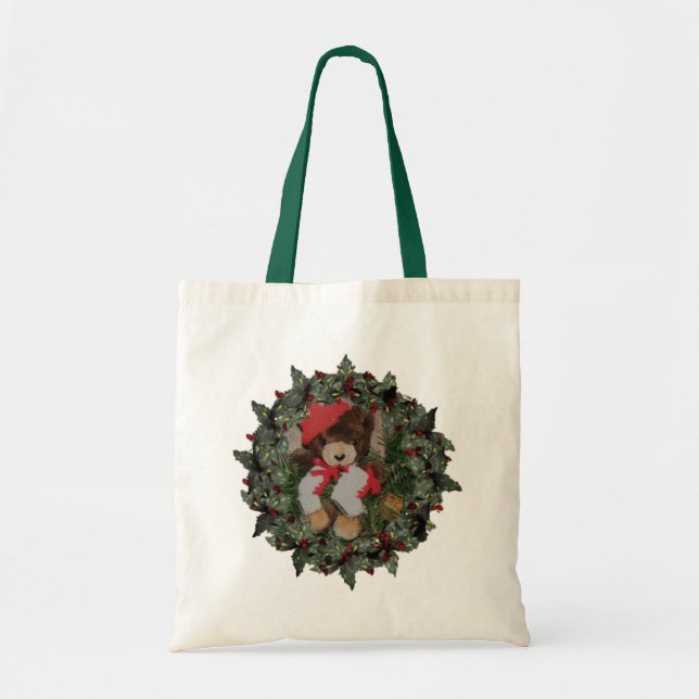 Bolsa Tote Urso na Banheira de Banheiras de Férias de Natal (Frente)