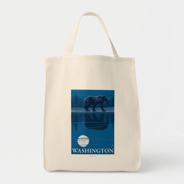 Bolsa Tote Urso na Lua - Washington (Frente)
