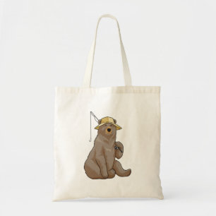Bolsa Tote Urso na pesca com vara de pesca