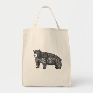 Bolsa Tote Urso Negro desenhado à mão