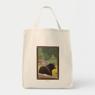 Bolsa Tote Urso Negro na Floresta - Washington